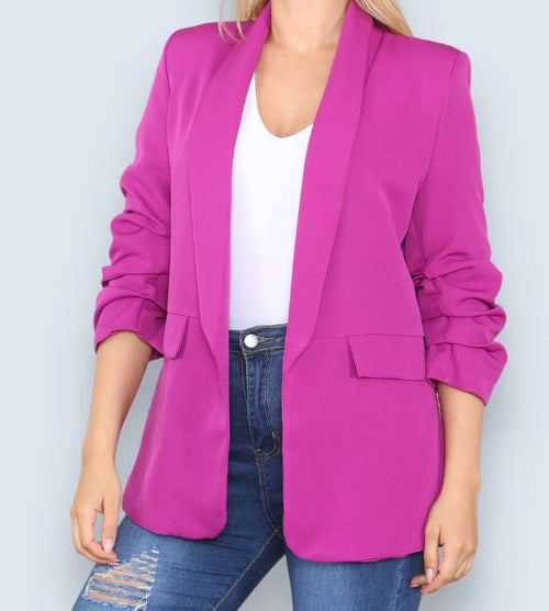 Rouched Sleeve Blazer