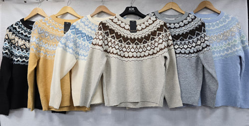 Fairisle Heart Diamante Embellished Wool blend Knit