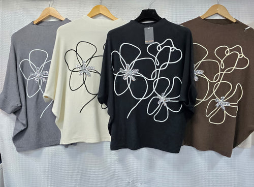 Sequin Swirl Embroidery Knit Jumper