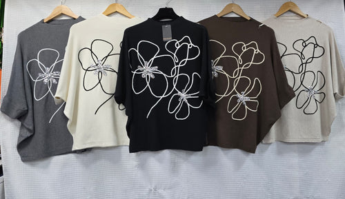Sequin Swirl Embroidery Knit Jumper