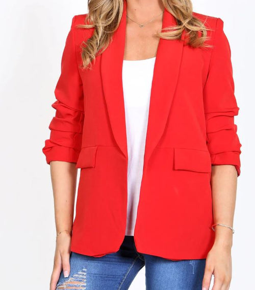 Rouched Sleeve Blazer
