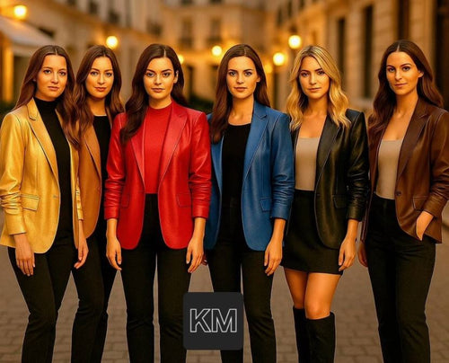 Vegan Leather Look Matte Ruched Sleeve Blazer