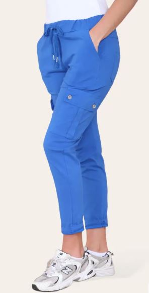 Plain Cargo Stud Pocket Bi-Stretch Magic Trousers
