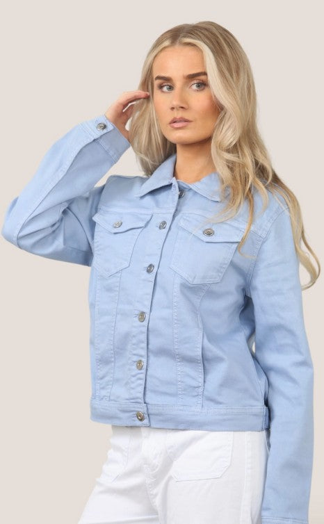 (Any size, any quantity) Kurt Muller Sky Blue Washed Denim Cotton Stretch Jacket