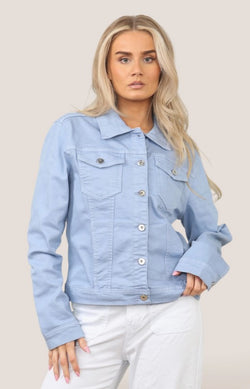 (Any size, any quantity) Kurt Muller Sky Blue Washed Denim Cotton Stretch Jacket