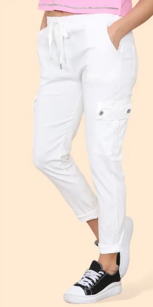 Plain Cargo Stud Pocket Bi-Stretch Magic Trousers