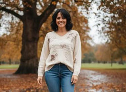 Sequin floral V Knit