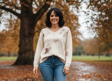 Sequin floral V Knit