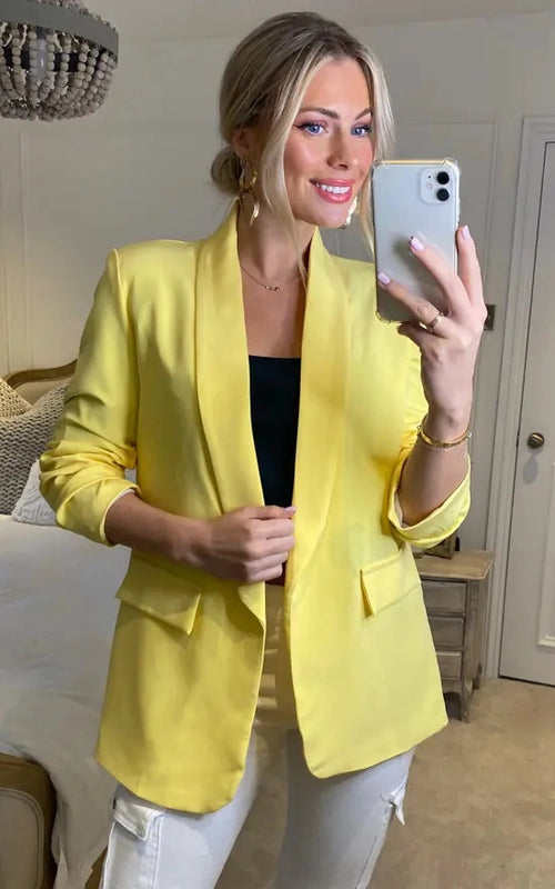 Rouched Sleeve Blazer